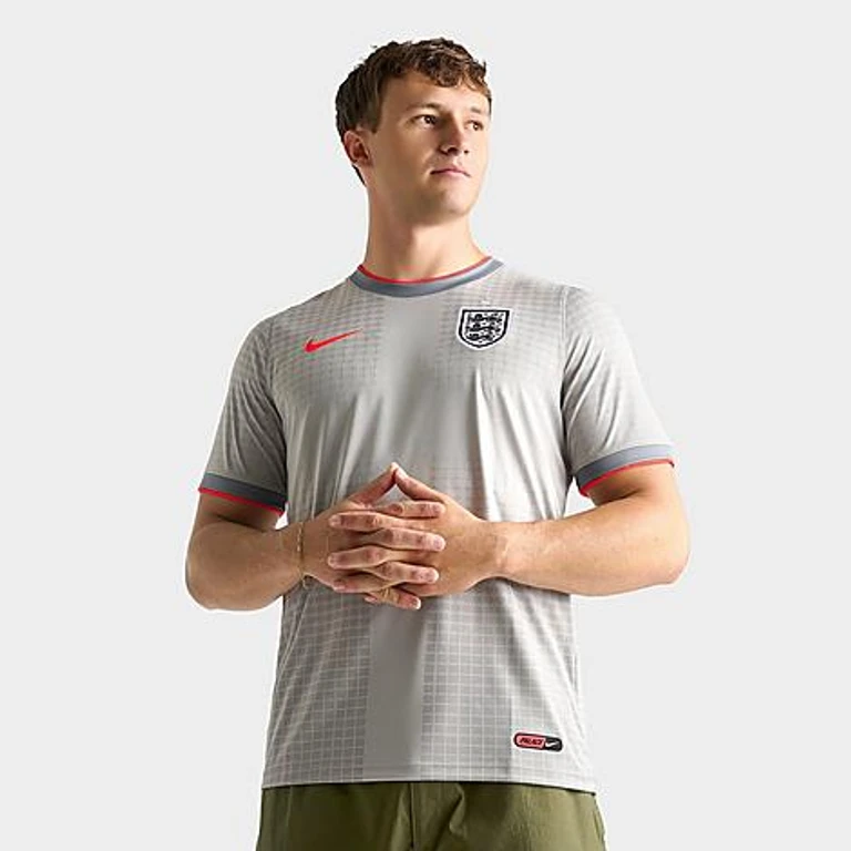 Men's England x Palace Academy Pro Dri-FIT Soccer Top in Pewter Grey/Bright Crimson Size: Small