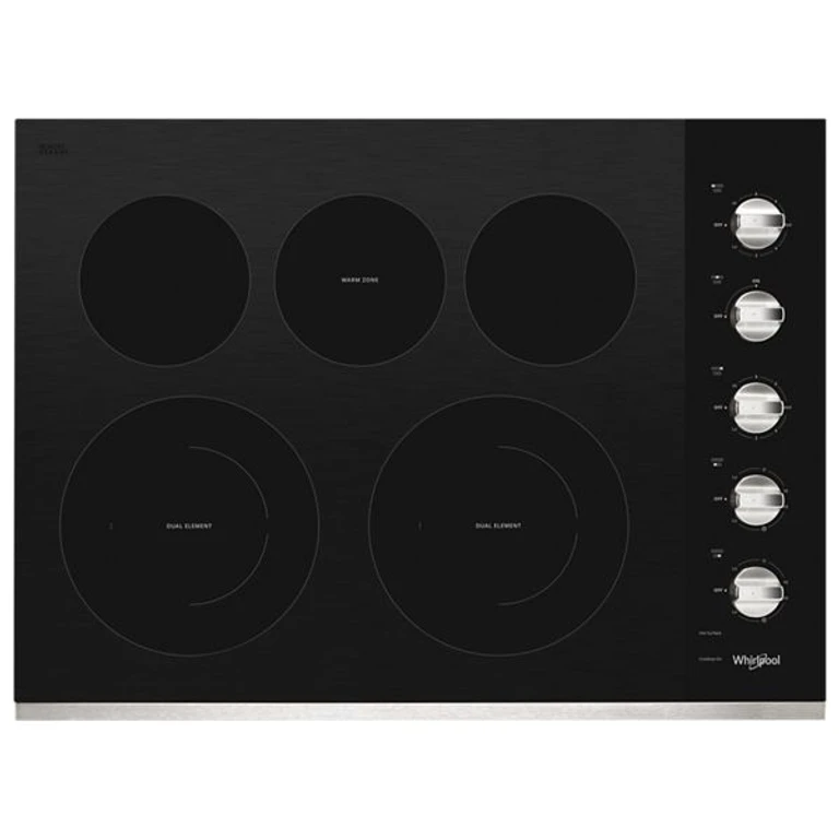 30 in. Electric Ceramic Glass Cooktop with Two Dual Radiant Elements in Stainless Steel 30 in. WCE77US0HS
