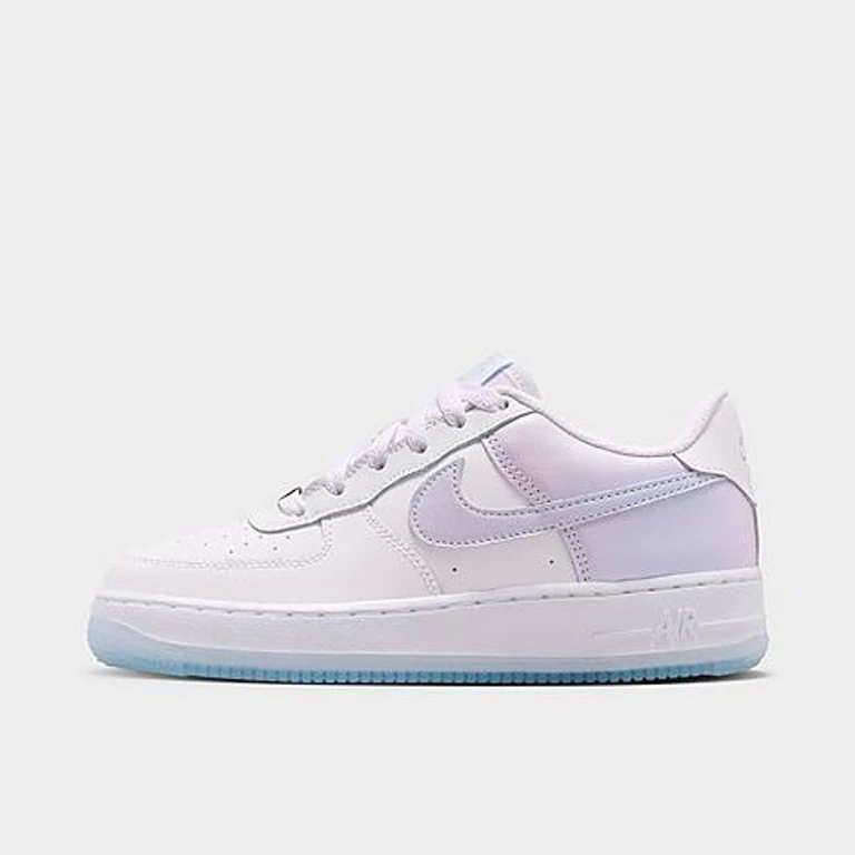 Nike Boys Big Kids Air Force 1 Casual Shoes in White/Blue Tint/Metallic Silver Size: 3.5