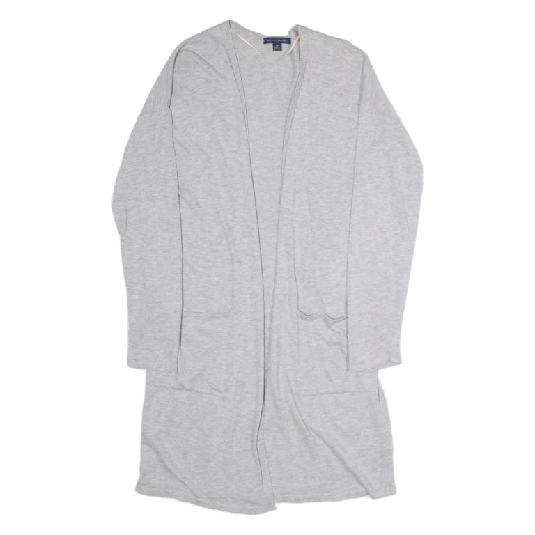 TOMMY HILFIGER Womens Cardigan Grey V-Neck Tight Knit S