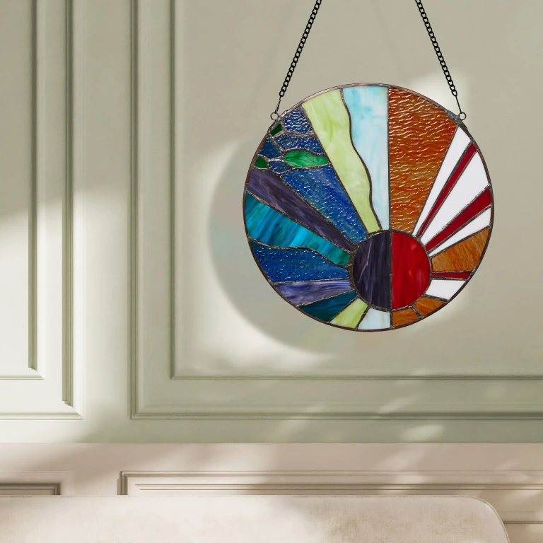 Serenity Rainbow Tiffanystyle Stained Glass Window Panel
