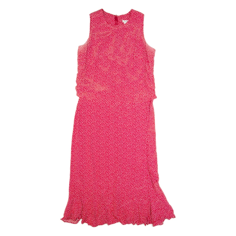 COLDWATER CREEK Womens Maxi Dress Red 90s Spotted Sleeveless Long L