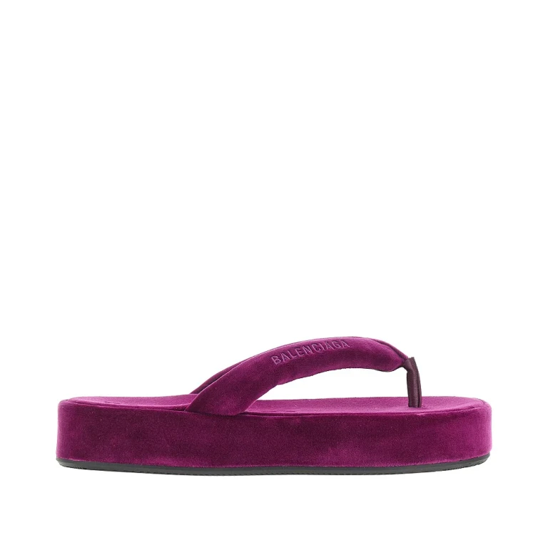 BALENCIAGA 'Jet Lag' velvet thong slides Woman 38