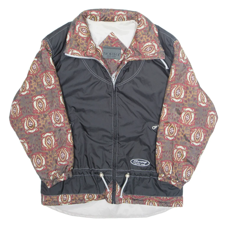 SORRY Mens Jacket Black Crazy Pattern M