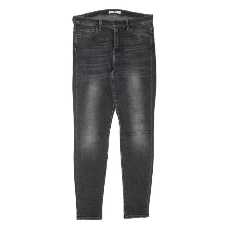 7 FOR ALL MANKIND Womens Jeans Grey Regular Skinny Stone Wash W32 L31