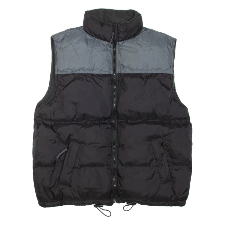 Reversible Mens Puffer Gilet Black Nylon XL