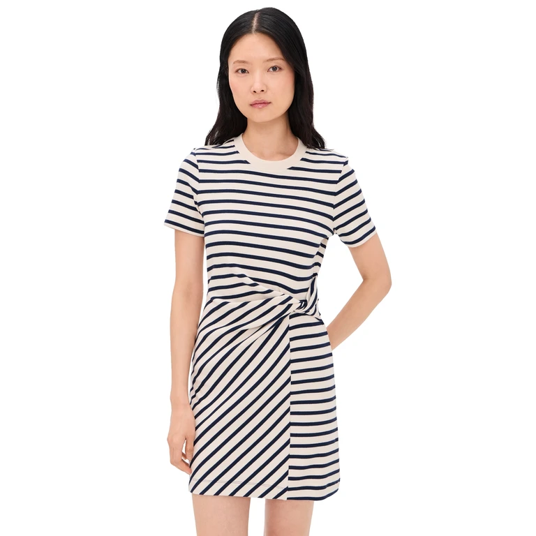 Tanya Taylor Short Cody Dress Cream/Classic Navy Multi M