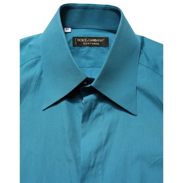 Dolce & Gabbana Blue Sartoria Long Sleeve Cotton Dress Shirt - Men
