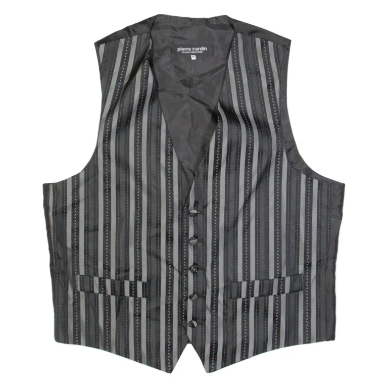 PIERRE CARDIN Mens Blazer Waistcoat Black Striped M