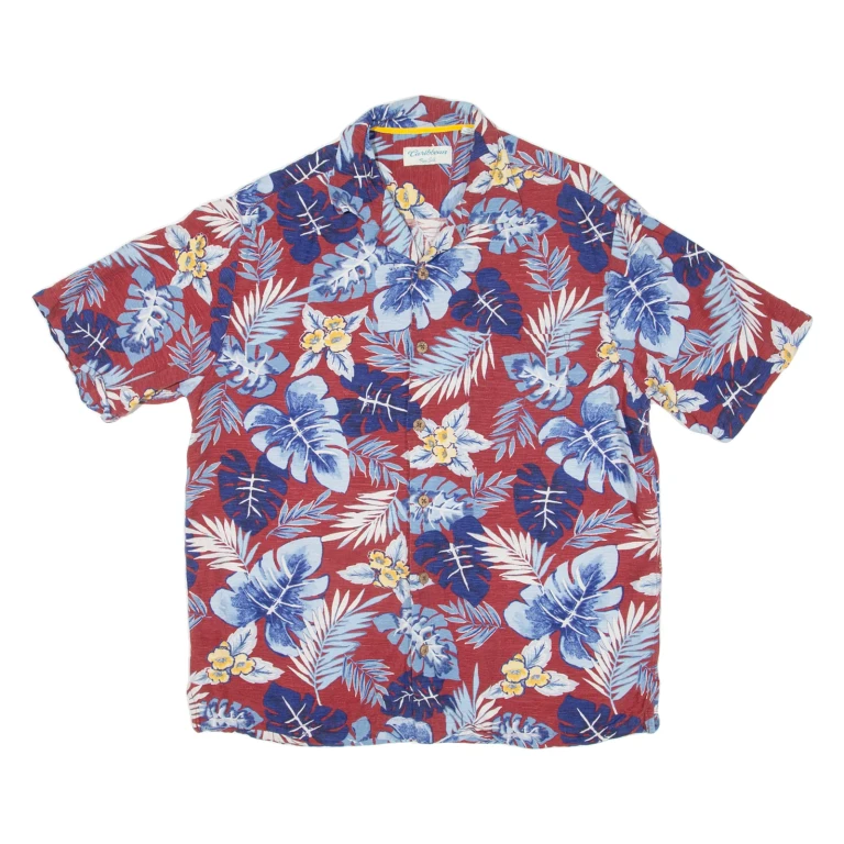 CARIBBEAN Mens Hawaiian Shirt Red Floral M
