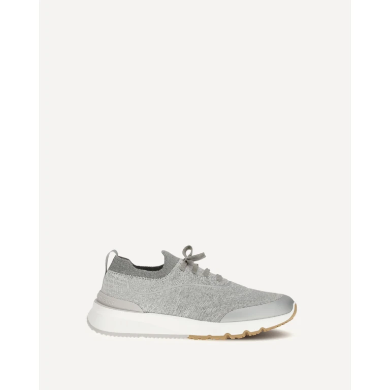 BRUNELLO CUCINELLI Techno cotton knit Sneakers runners Male 45