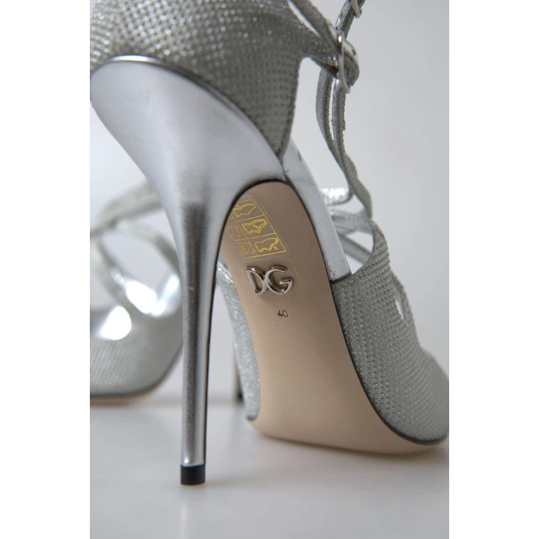 Dolce & Gabbana Silver Shimmers Sandals Heel Pumps Shoes - Women