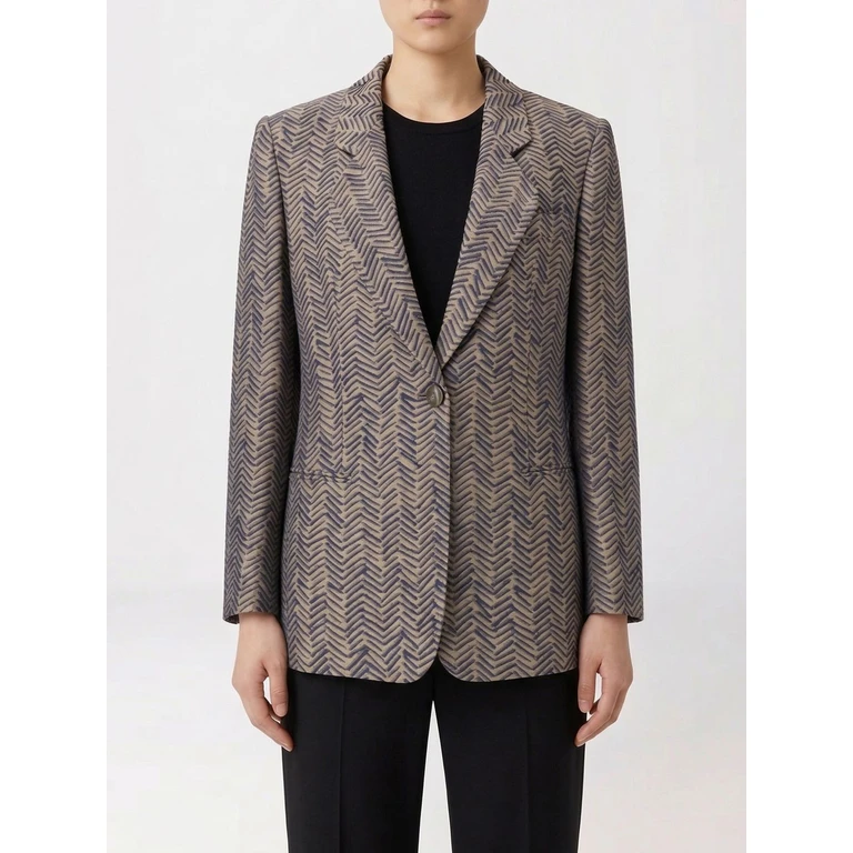 Zigzag Viscose Single-Breasted Blazer (GW002824TE20113MB058)