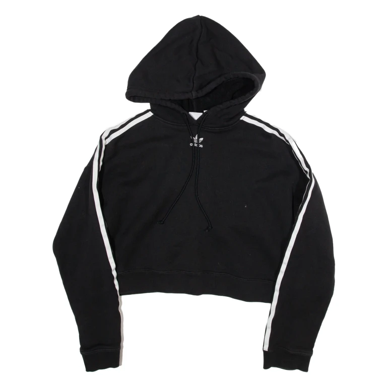 ADIDAS Cropped Womens Black Hoodie UK 8
