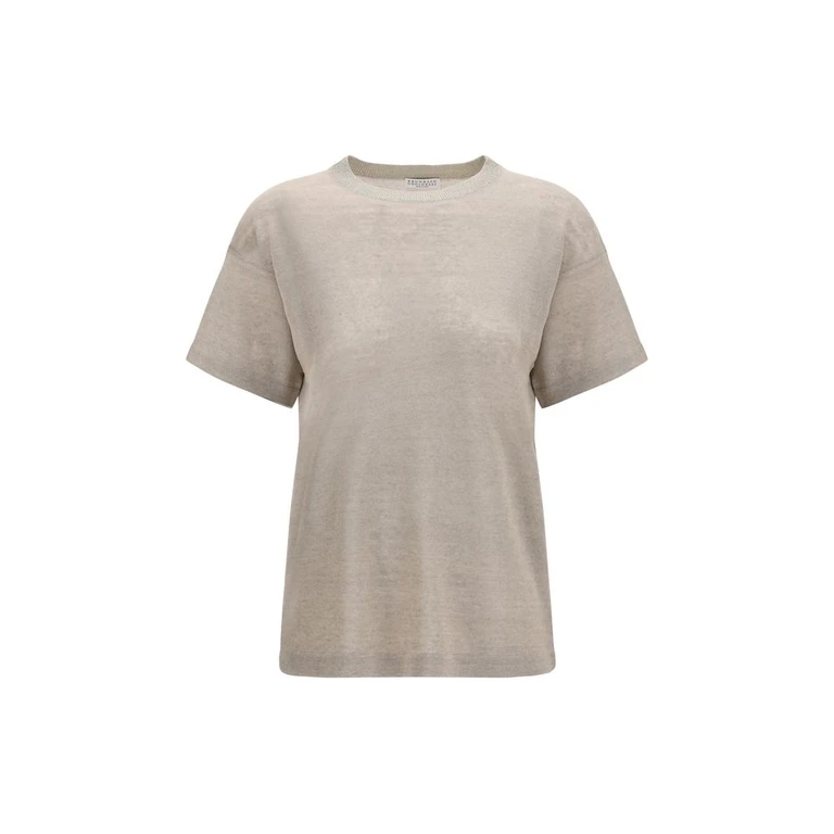 Brunello Cucinelli Beige Linen T-Shirt - Women