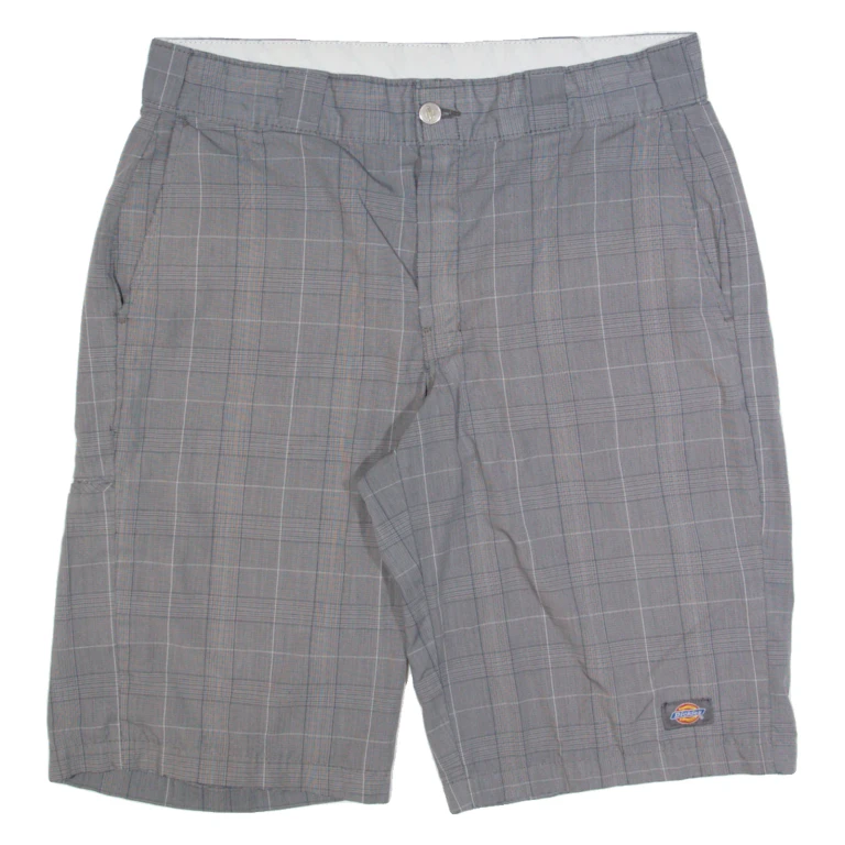 DICKIES Chino Mens Workwear Shorts Grey Check M W34