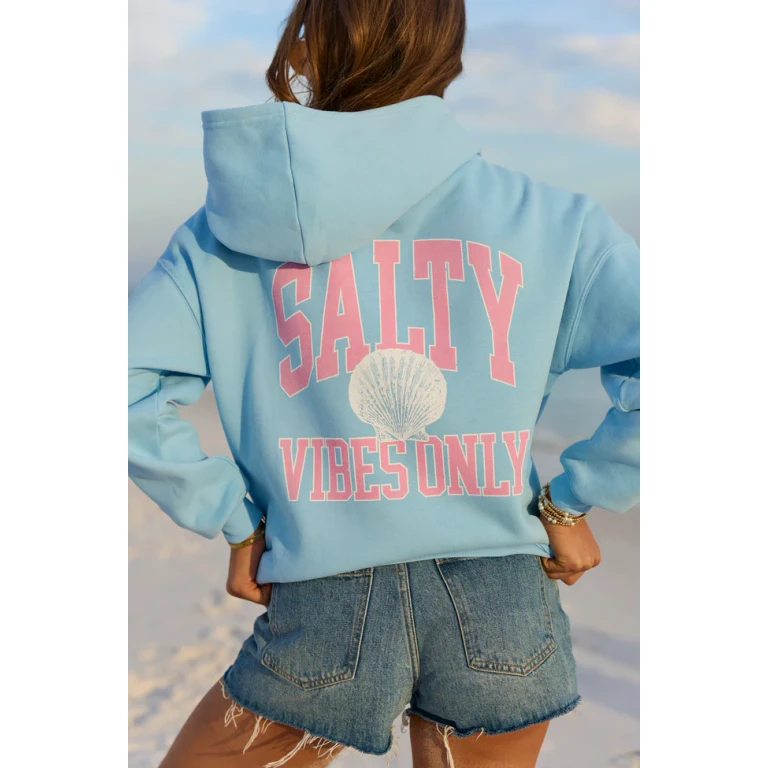 Salty Vibes Only Light Blue Graphic Hoodie