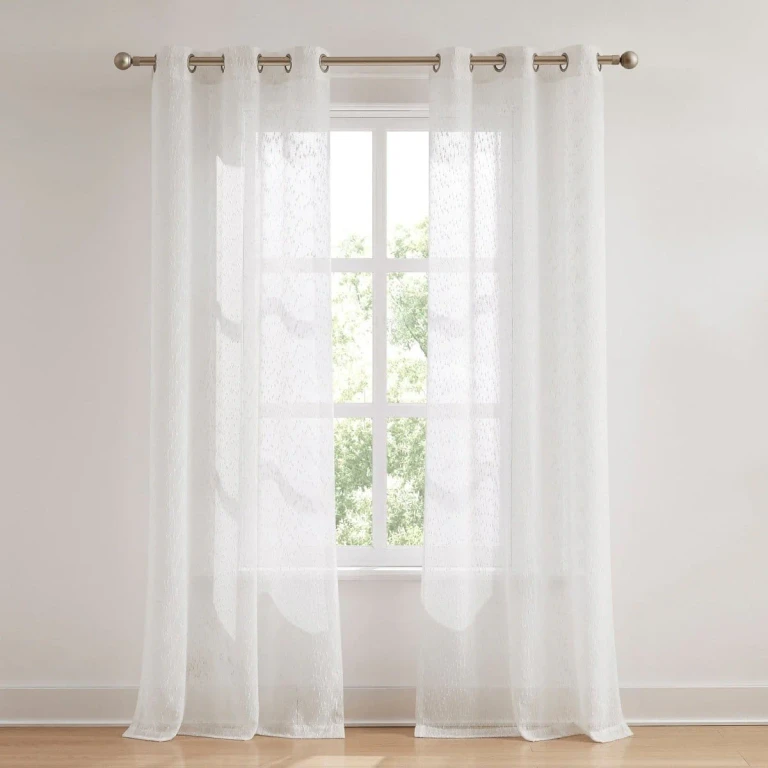Aileen Textured Raindrop Sheer Window Curtain Panels