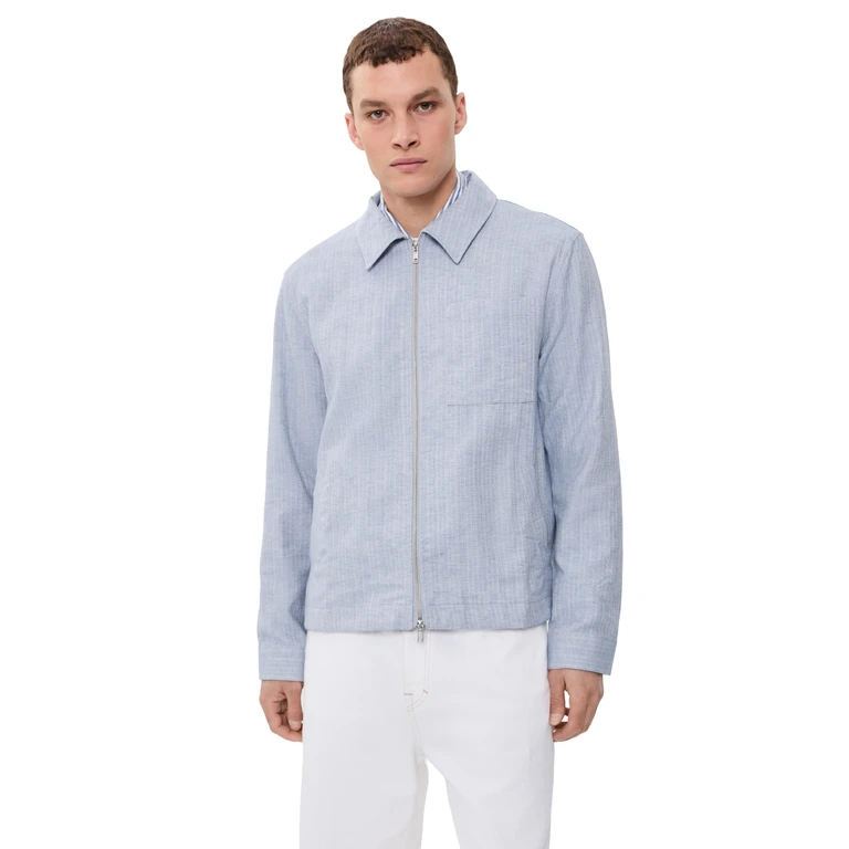 Wax London Eldon Cotton Linen Herringbone Jacket Light Blue S