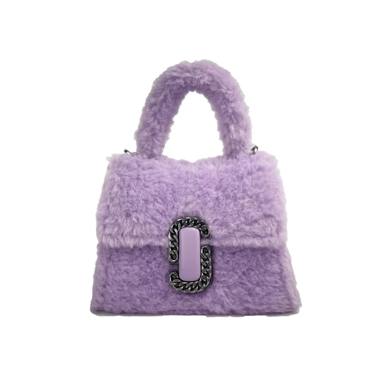Marc Jacobs The St Mini Top Handle Satchel Crossbody Bag Silver Fur - Women