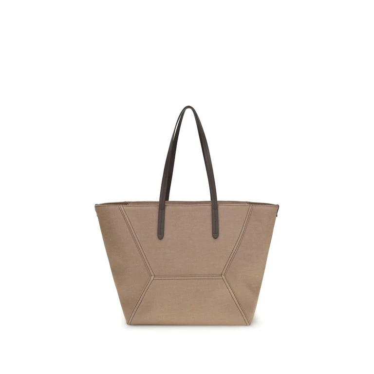 Brunello Cucinelli Beige Cotton Shoulder Bag - Women (BRMB25D2571C005BB)