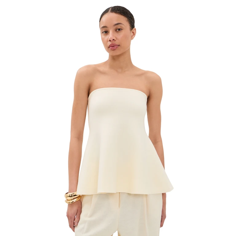 ALIGNE Amy Knitted Bandeau Peplem Top Ivory M