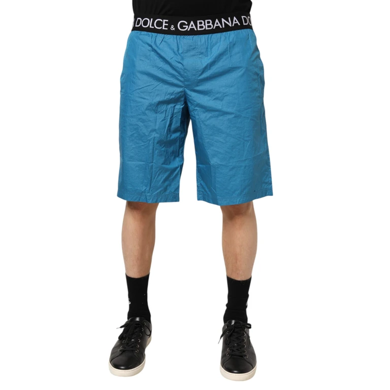 Dolce & Gabbana Blue Logo Waistband Beachwear Shorts Swimwear Nylon - Men