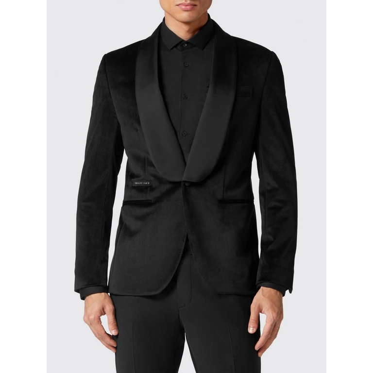 Velvet Smoking Blazer with Satin Shawl Collar (LABCMRF1343PTE003N02)