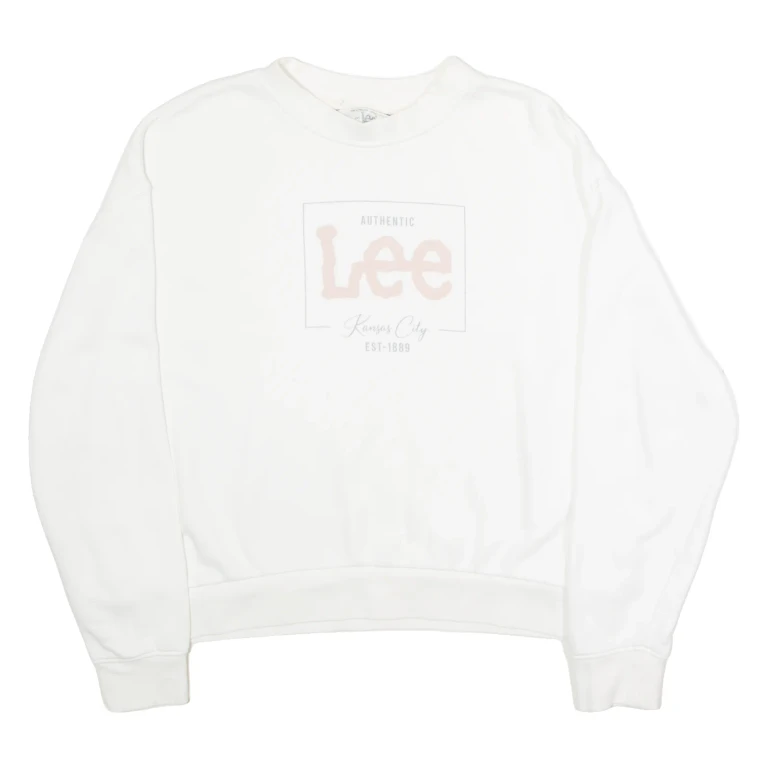 LEE Relaxed Fit Womens Sweatshirt White Crew Neck S