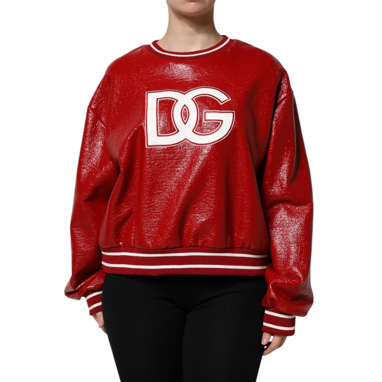 Dolce & Gabbana Red Wool Dglogo Embroidery Pullover Sweater Nylon Clothing - Women