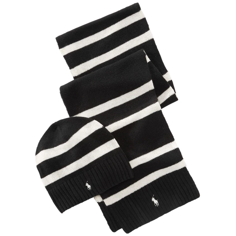 Men's Rugby Stripe Hat And Scarf Gift Set Hats