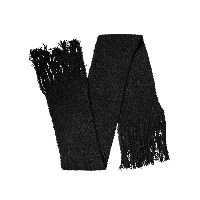 Dolce & Gabbana Black Cashmere Knit Shawl Fringes Scarf Se+ws - Women