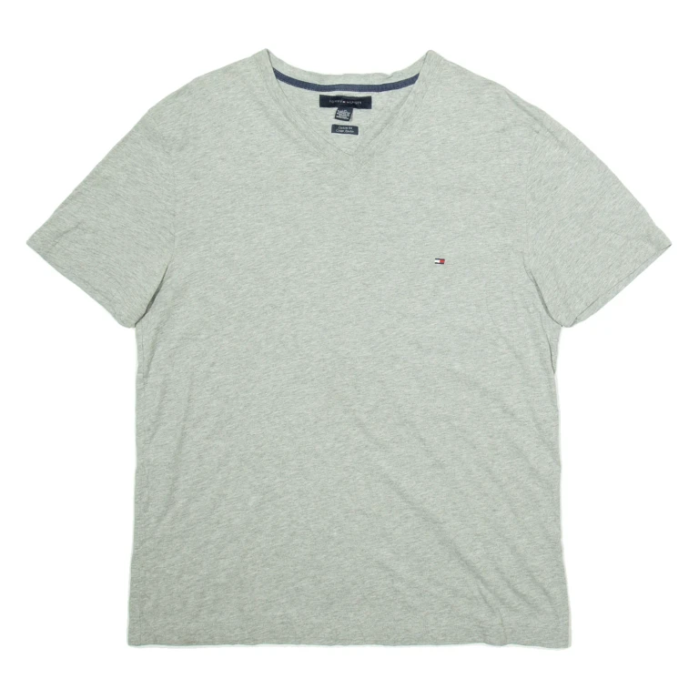 POLO RALPH LAUREN Custom Fit Mens T-Shirt Grey V-Neck L