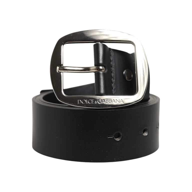 Dolce & Gabbana Black Leather Classic Metal Buckle Belt Calf - Men