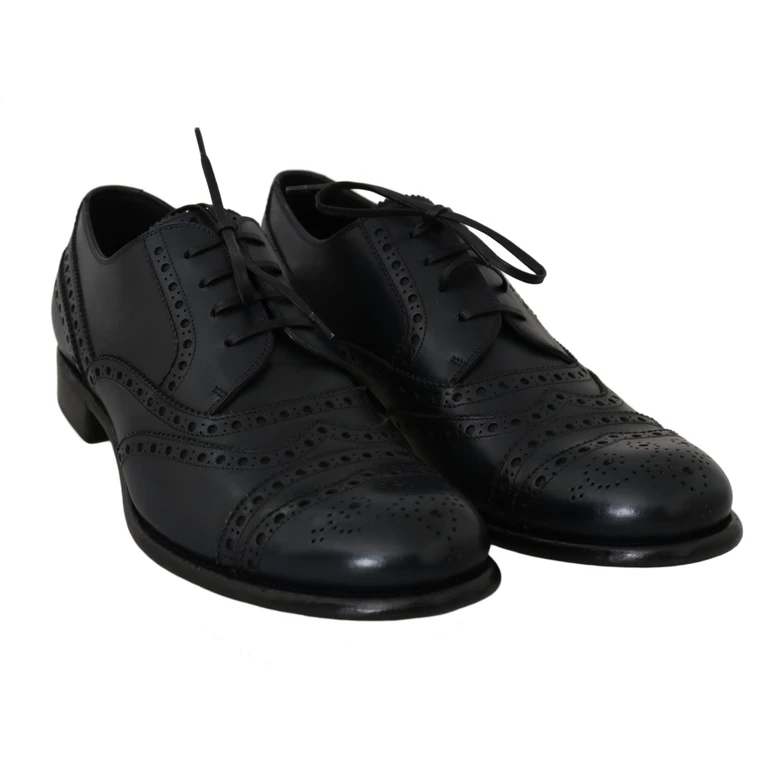 Dolce & Gabbana Dark Blue Leather Wingtip Oxford Dress Shoes - Men