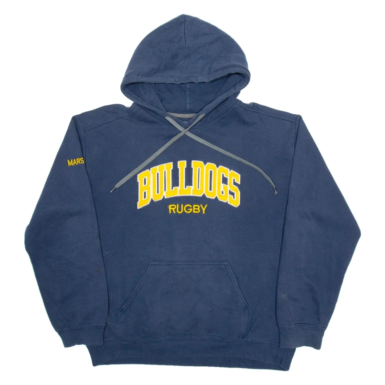 GILDAN Bulldogs Rugby Mens Blue Hoodie USA M