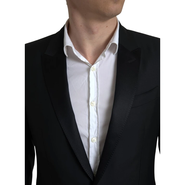 Dolce & Gabbana Black Wool Single Breasted Martini Blazer Virgin Clothing - Men