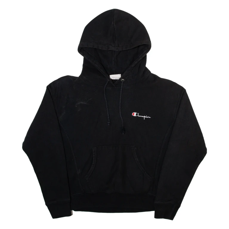 CHAMPION Mens Black Hoodie S