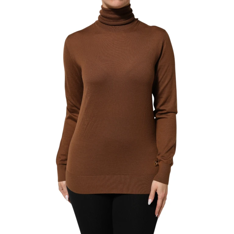 Dolce & Gabbana Brown Cashmere Turtle Neck Pullover Sweater Clothing - Women