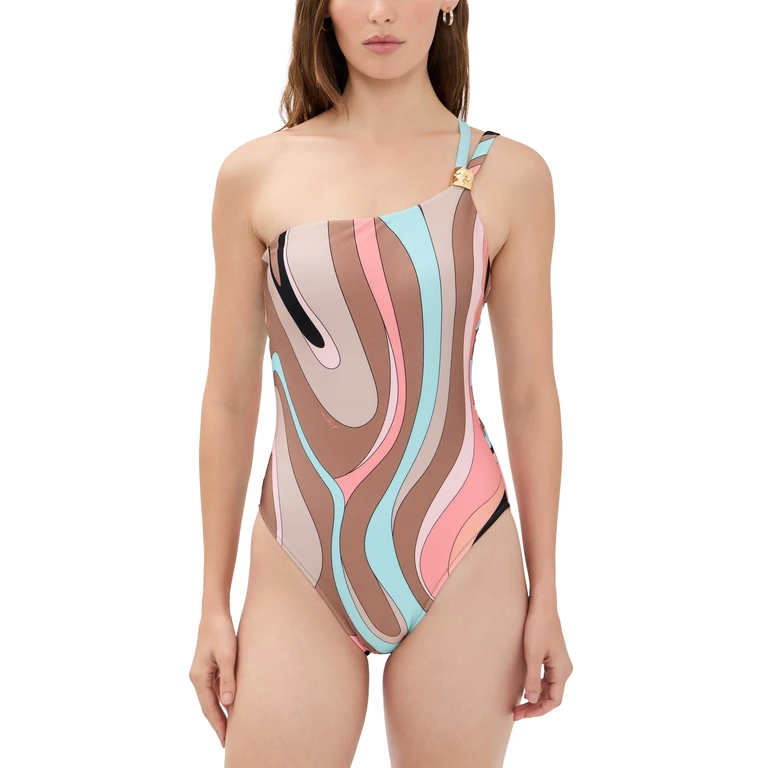 L'AGENCE Abstract Swirl Karmin One-Piece Swimsuit Multi M