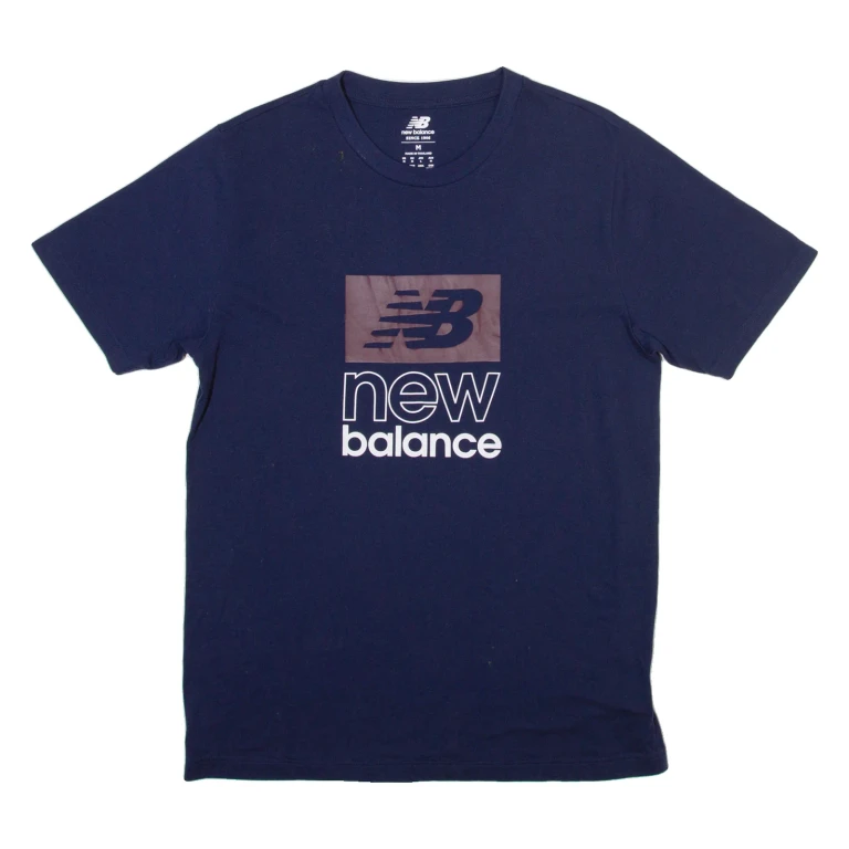 NEW BALANCE Mens T-Shirt Blue Crew Neck M