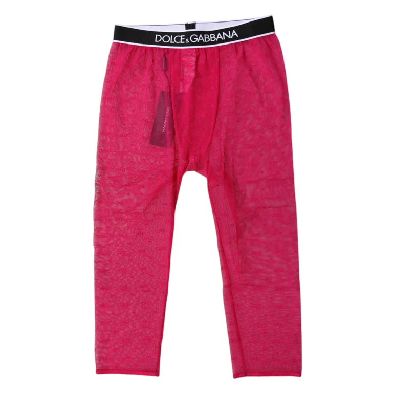 Dolce & Gabbana Fuchsia Dg Logo Nylon Cropped Tights Underwear Elastane Clothing - Women