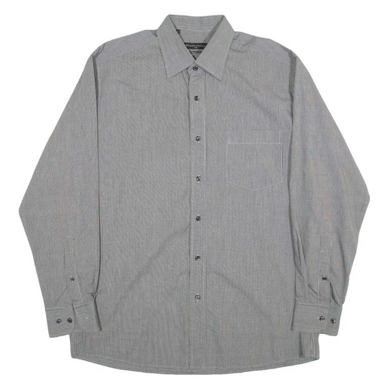 RENATO CAVALLI Classic Top Easy Care Mens Plain Shirt Grey Long Sleeve M