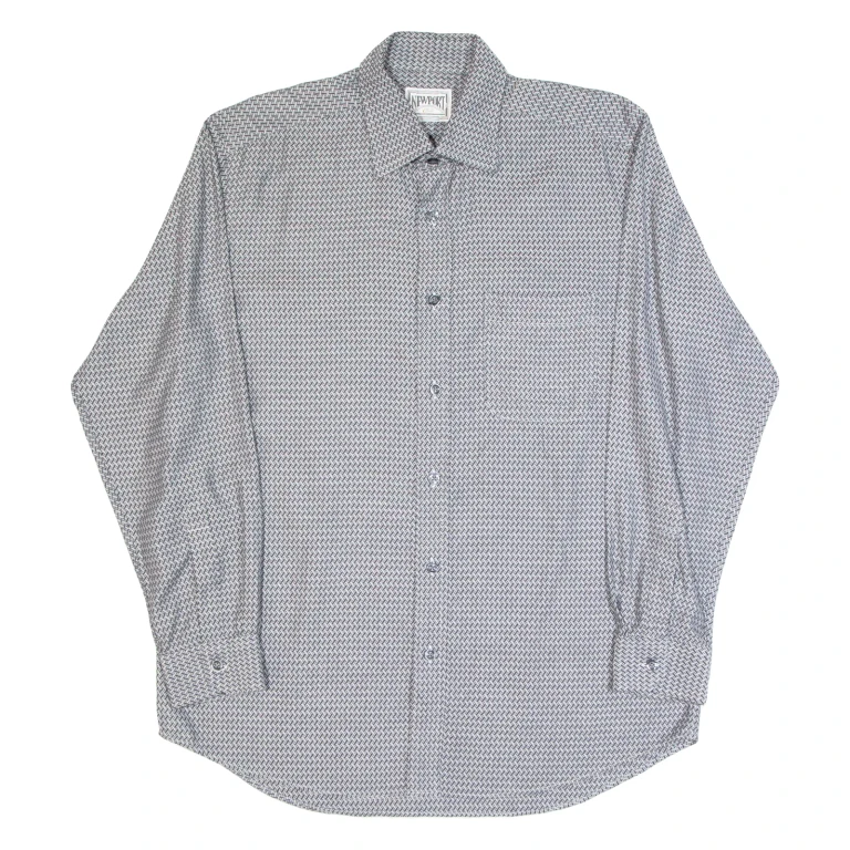 NEWPORT CLUB Mens Shirt Grey Geometric Long Sleeve M