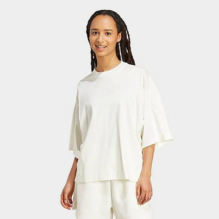 adidas Women's Sportswear Soft Lux Loose T-Shirt in Off White Size: XS