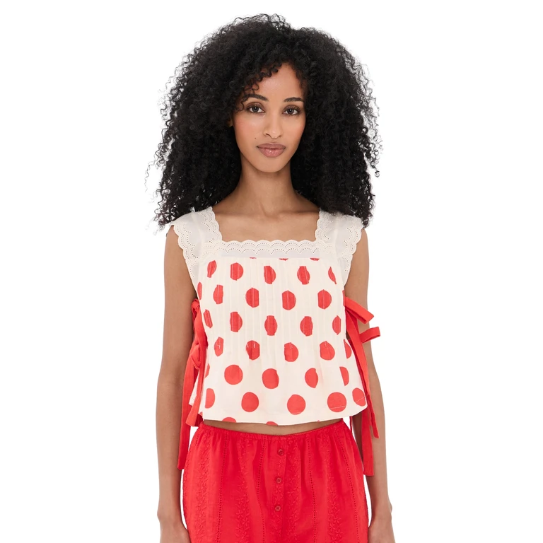 Bailey Rose Polka Dot Top Poppy Red M