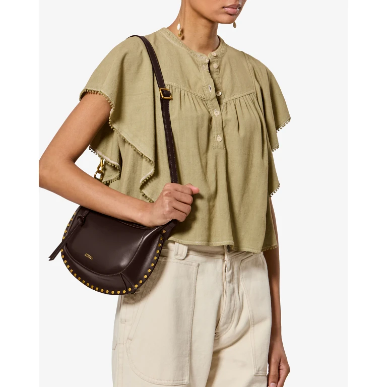Oskan Moon Studded Half-Moon Leather Shoulder Bag (PP0003FAA1C01M67DO)