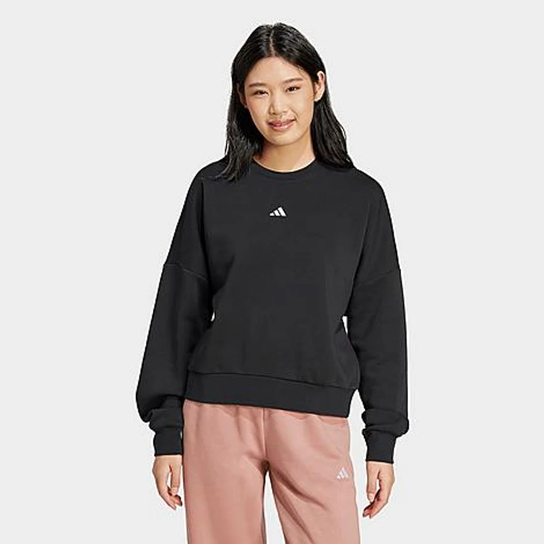 adidas Women's Sportswear Essentials Small Logo Feel Cozy Sweatshirt in Black/White Size: XS