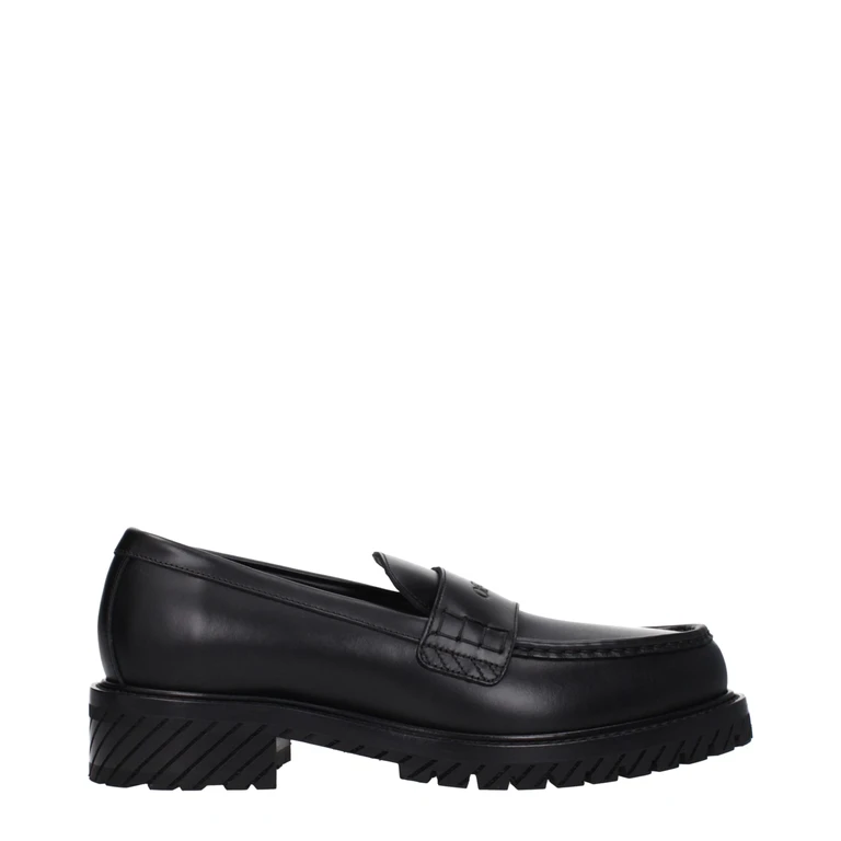 Off-White Black Leather Slip-On Loafers - Men
