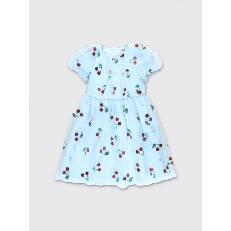 Girl's Tulle Ceremony Dress with Embroidery and Sequins (SS26745MBL)